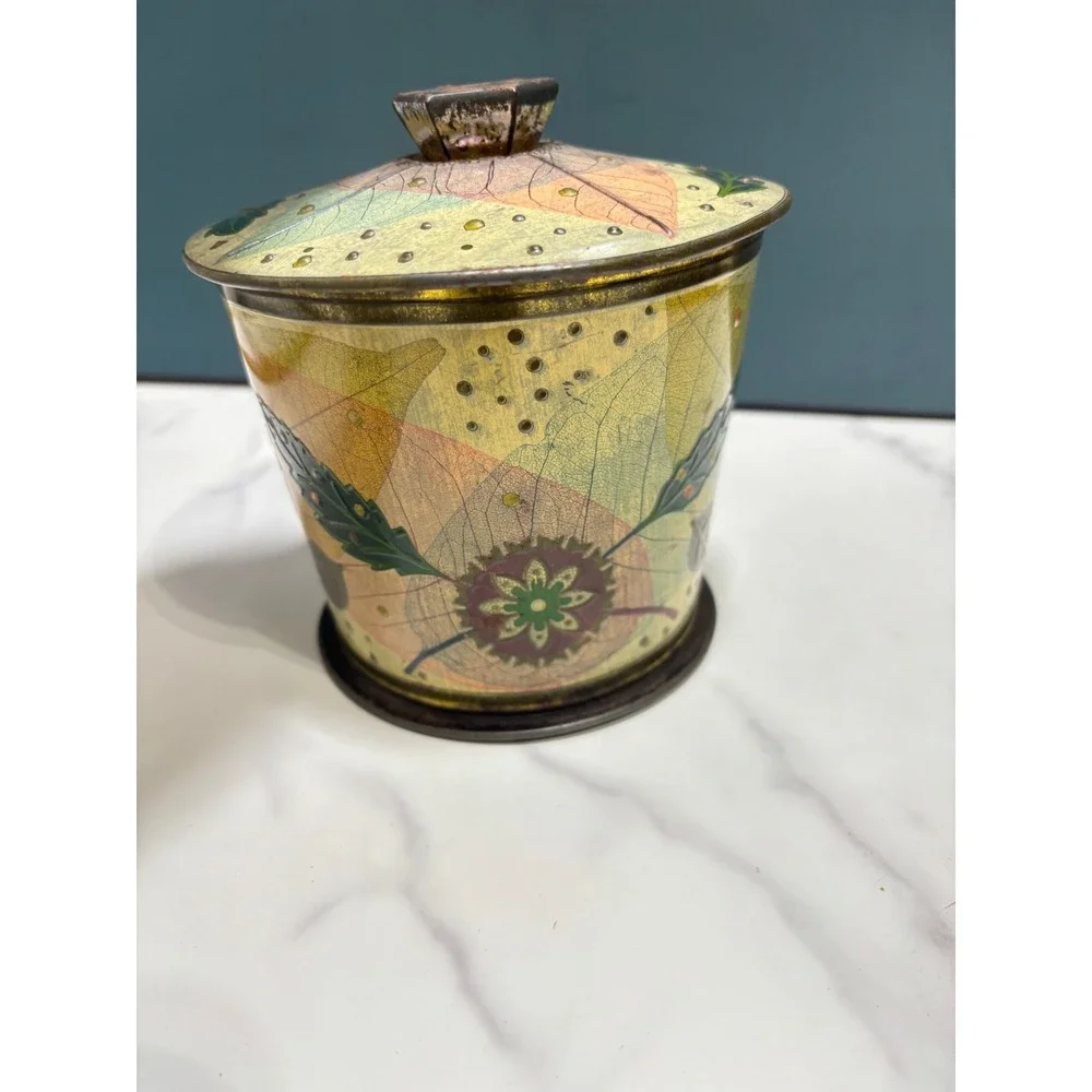 Vintage Baret Ware Art Grace Tin Canister Made in England Botanical Leaf Design